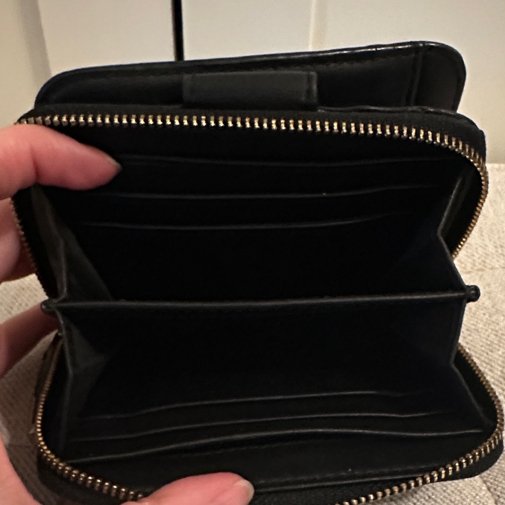 Coach Black Pebbled Leather Slim Envelope Wallet Silver Logo - Picture 8 of 8